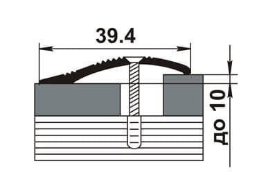 Порожек алюминиевый ПР-02 (1350*39,4*7,2 мм)