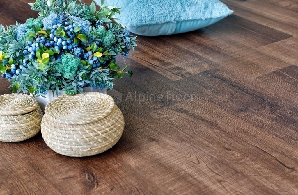 Замковая ПВХ плитка "Alpine Floor" Дуб Мокка Синхронное тиснение  (1220*183*6мм) — купить в Армавире